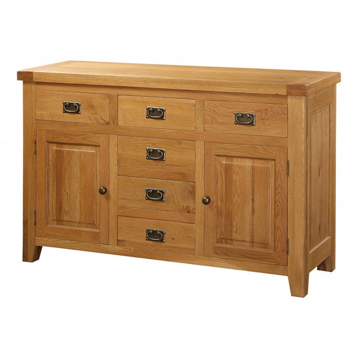 Acorn Large Oak Sideboard With 2 Doors And 6 Drawers - Click Image to Close
